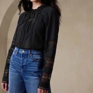 Banana Republic Fae Lace Top Black